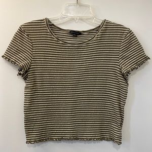 Small American Eagle olive stripe crop top